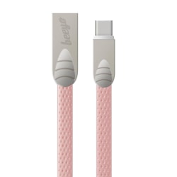 Beeyo USB-C 2Amp litteä kaapeli älypuhelimille - 1m Pink