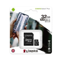 32GB Kingston microSDHC Klass-10 UHS-1 Minneskort  + Adapter Svart