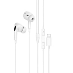 Lightning Wired-øretelefon med lydstyrkekontrol til iPhone iPad iPod White
