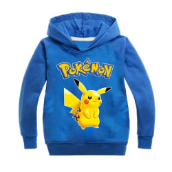 Barn Pojkar Flickor Tecknad Pikachu Hoodie Sweatshirt Jumper Toppar blue 160cm