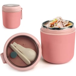 Vakuumisolerad matburk för barn med vikbar sked (rosa)