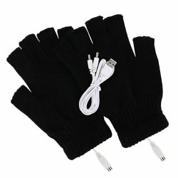 Handskar Elektriska USB Thermal Värmehandskar Hel/Halvfinger Svart