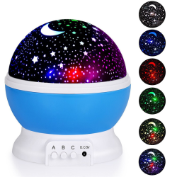 Star Projector nattlampor för barn, 360 roterande (blå）