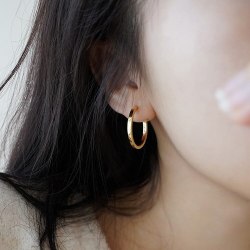 Glossy Circle Ear Ring Anti-Allergic Buckle Gold