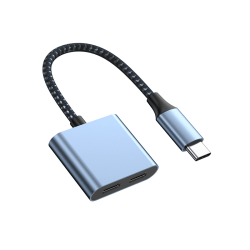 USB C Splitter USB C Hörlurs- och laddareadapter Grå 30W