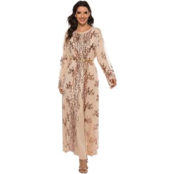 Elegant muslimsk klänning Dubai Kaftan Kvinnor Långärmad arabisk XL