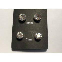 Magnet örhängen med sten (vit rund sten) silver 7mm