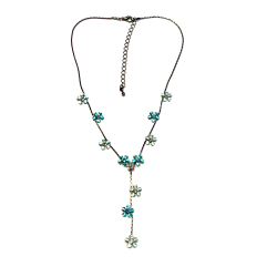 Halsband med blommor i turkos/blå turkos