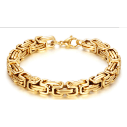 Grov Kejsarlänk guld armband i rostfritt stål,18k guldplätering 22cm