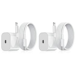 2 stk iPhone-lader 20 W, USB C hurtiglader, med kabel