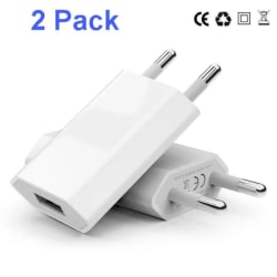 2 Pack Laddare / Väggladdare till iPhone, Samsung m.fl. 1A Vit