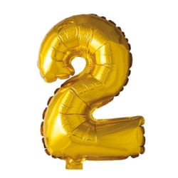 Folieballong siffror 2 i guld 86cm