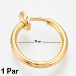 1 Par Guldpläterade Clip On Ringar  30 mm  i diameter