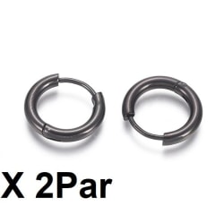 Obs 2Par 12-13 mm Hoops örhängen i Svart 316L kirurgiskt stål Svart