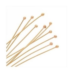 100 st. Guldpläterade hattpinnar med kula 35 mm långa