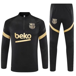 Fc Barcelona Black Jersey Set Långärmad fotbollsträningskläder