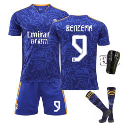 Real Madrid borta Sapphire Blue nr 9 Benzema tröja set 24