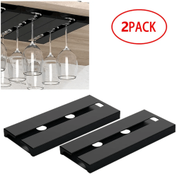 2-pack plast vinglashållare, svart vinglas displayställ under skåp Hängande vinglashållare för köksbar matsal