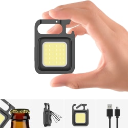 Mini COB uppladdningsbar, nyckelring ficklampa 4 ljuslägen