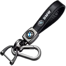 Lädernyckelring Kroknyckelhänge med bilmärkeslogotyp fjäderspänne & ring kompatibel BMW