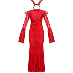 Carnival Halloween Lady Vampire Devil Costume Gothic Demonisk Glamour Queen Playsuit Cosplay Fancy Party Dress Red M