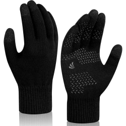 Vinterstickade handskar för män och kvinnor, pekskärmshandskar Mjukt ullfoder Thermal Elastiska handled Halkfria varma handskar