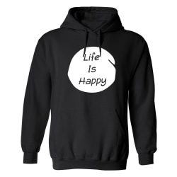 Life is Happy - Hoodie / Tröja - UNISEX Svart - 5XL