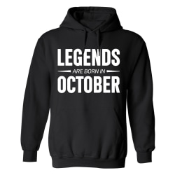 Legends Are Born In October - Hoodie / Tröja - UNISEX Svart - 4XL