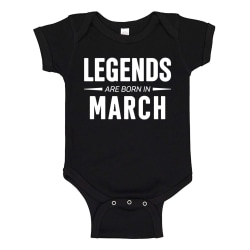 Legends Are Born In March - Baby Body svart Svart - Nyfödd
