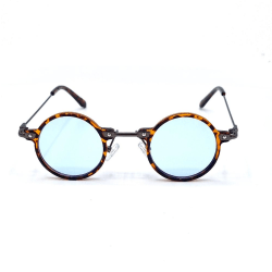 Runde solbriller Rage - Leopardinnfatninger med lyseblå linser Blue