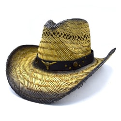Cowboyhatt Tjur med läderrem - handgjord hatt