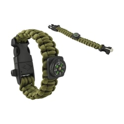Paracord Armband 5in1 Verktyg för Aktiv Överlevnad Grön
