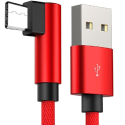2m Slitstark Flätad Metallic USB-C Kabel Quick Charge 3.0 Blå