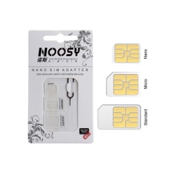 3-PACK Universal Sim korts Adapter | Nano/Micro/Standard SIM Vit