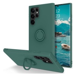 Samsung S22 Ultra Stöttåligt Skal med Ringhållare CamShield Grön