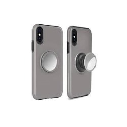 iPhone 8 Plus / 7 Plus Stöttåligt Skal med Popsocket Spegel 2in1 grå