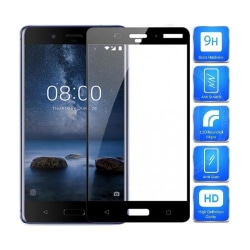 2-PACK Nokia 8 FullFrame 0.26mm 2.5D 9H Härdat Glas Svart