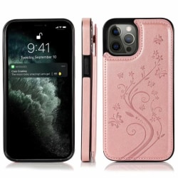 iPhone 12 Pro Max Stöttåligt Skal Korthållare 3-FACK Flippr® V2 Rosa guld