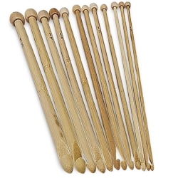 N011 - Set med 12 st. tunisiska virknålar i finaste bambu multifärg one size