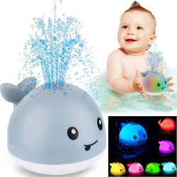 Babybadleksaker, badleksak för automatisk sprutning av valar med LED-ljus, induktionssprinkler badkar duschleksaker för småbarn, poolbadrumsleksakspre
