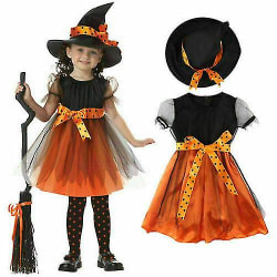 Barns Halloween Häxdräkt Halloween Cosplay Klänning Halloween Kostymer För tjejer 150CM