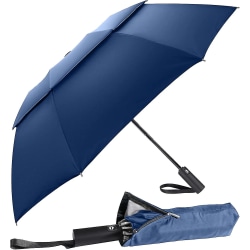 Vindtätt paraply. Reseparaply för regn med 16 revben dubbeltäcke ventilerad. Vattentätt hopfällbart paraply