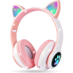 Bluetooth hörlurar för barn, LED Light Up Cat Ears