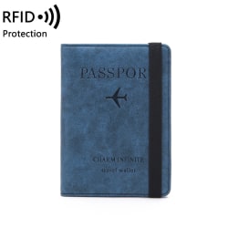 RFID passväska Reseläderfodral Case blå