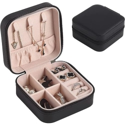 Bärbar resor Mini smyckeskrin Mini smykkearrangør Rejsesmykkeskrin til ringe, øreringe (sort)