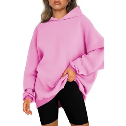 Huvtröjor för kvinnor Oversized huvtröjor Fleece Casual långärmad tröja Lösa lätta höstkläder Pink S