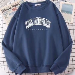 Los Angeles Kalifornien City Streetwear tröja För kvinnor Lösa överdimensionerade kläder Personlighet Mjukt print Luvtröjor Kvinna Haze Blue XL