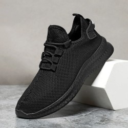 Herrskor Andas Mesh löparskor Slip On Walking Sneakers För Herr Tenis Black Size44=27.7cm