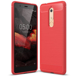Mjukt Gummi Skal för Nokia 5.1 TPU Mobil Mobilskydd Enfärgat Kol Röd