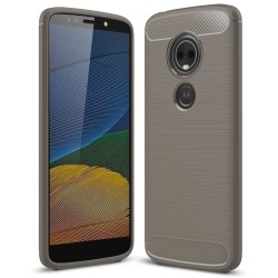 Enfärgat Kolfiber Skal för Motorola Moto E5 Gummi Telefon Stötsä grå